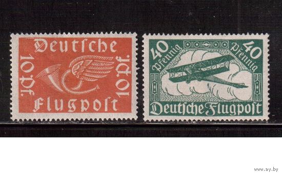 Германия(Рейх)-1919,(Мих.111-112)   **/* , Авиапочта, Самолет, (полная серия)(2)