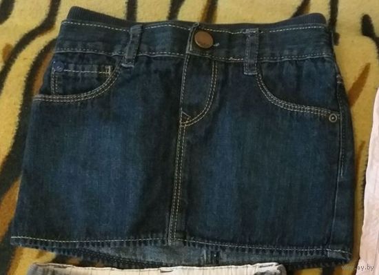 Юбка джинсовая, синяя, на 1-2года (р.86-92), б.у как новая