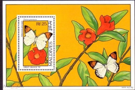 Мальдивы 1993. Бабочки, цветы. MNH