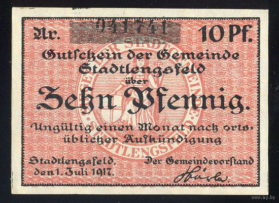 GERMANY/Германия_Stadtlengsfeld_10 Pfennig_01.07.1917_Mehl#_UNC