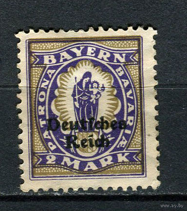 Рейх - 1920/1921 - Надпечатка Deutsches Reich на марках Баварии 2M - [Mi.132] - 1 марка. Чистая без клея.  (Лот 143BZ)