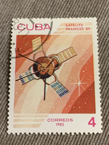 Куба 1983. Французский спутник D1. Марка из серии
