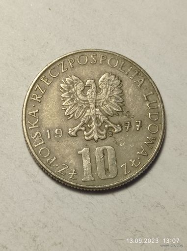 Польша 10 злотых 1977 года .