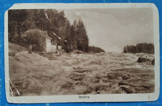 Старинная импортная открытка. Водоскат на реке Вуокси в Иматре. Подписана.