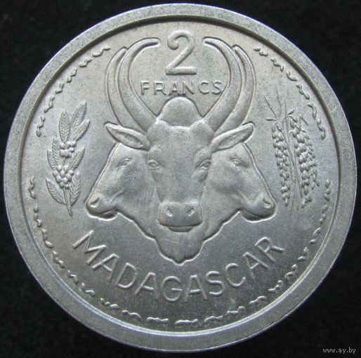 Фр. Мадагаскар 2 франка 1948 ТОРГ уместен  (141) распродажа коллекции