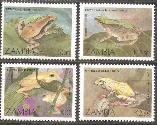 Замбия 1989 Фауна Лягушки 4 марки