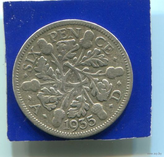 Великобритания 6 пенсов 1935 , серебро