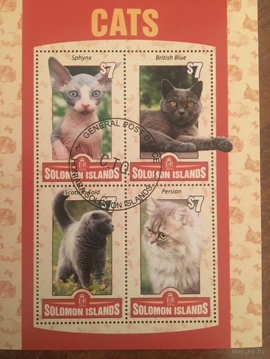 Соломоновы острова 2016. Коты (блок)