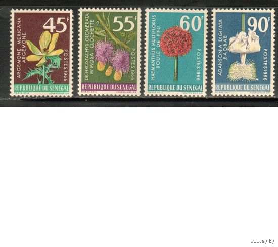Сенегал-1966 (Мих.338-341) * (след от накл.)  , Флора, Цветы(полная серия)