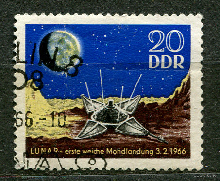 Космос. Луна-9. Мягкая посадка. ГДР. 1966. Полная серия 1 марка