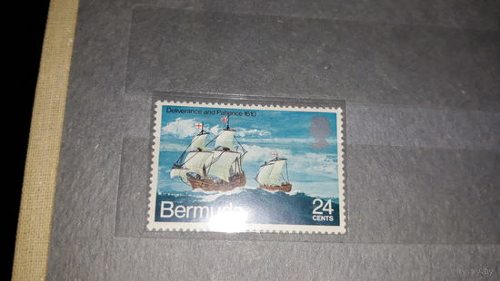 Парусники, корабли флот транспорт марка Бермуды Бермудские острова - британские колонии - флаги знамена  моренистика