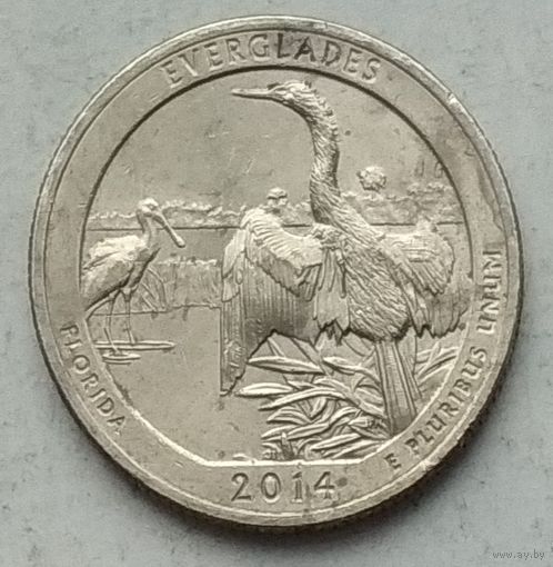 США 25 центов 2014 г. D. Национальный парк Эверглейдс. Штат Флорида