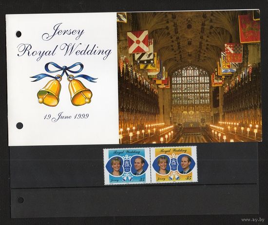 Королевская семья Джерси (Великобритания) 1999 год серия из 2-х марок в сцепке в сувенирной обложке