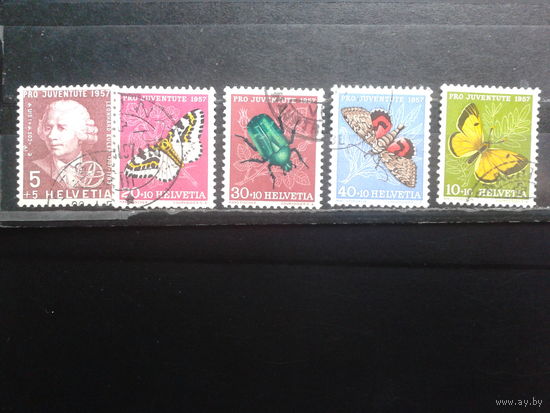 Швейцария, 1957, Бабочки, полная серия, Михель 11 евро гаш.
