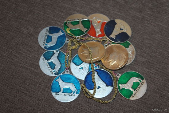 Собачьи жетоны, времён СССР, алюминий, 12 штук., диаметр 47 мм.
