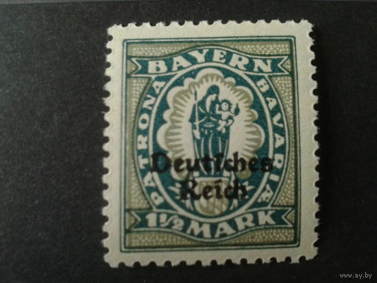 Германия. Рейх. 1920г. Надпечатка на марке Баварии.