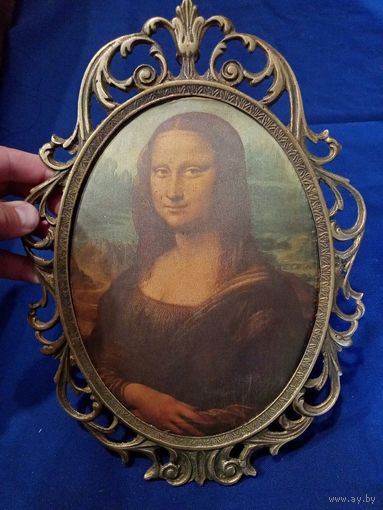 Панно настенное "Мона Лиза", винтаж 31х22см. шелкография