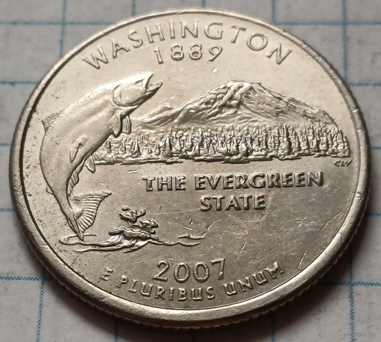 США 1/4 доллара, 2007 Квотер штата Вашингтон      P      ( 2-6-5 )