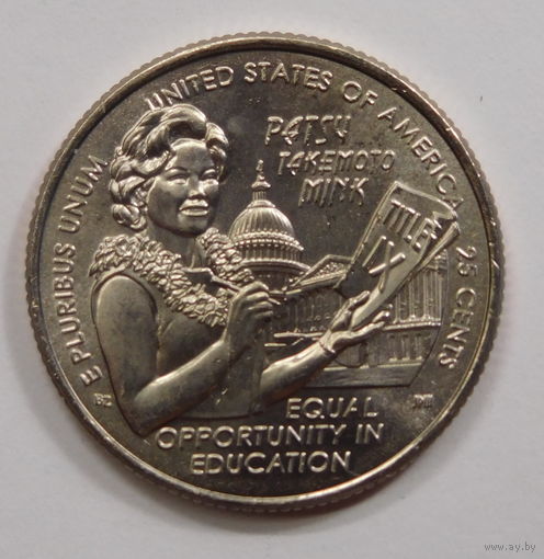 США 25 центов 2024 Пэтси Такемото Минк "Женщины Америки" 12-я монета UNC Двор D и Р на выбор