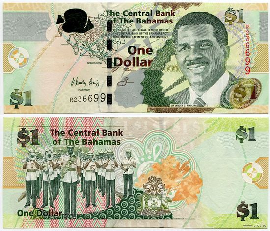 Багамы. 1 доллар (образца 2008 года, P71, UNC)