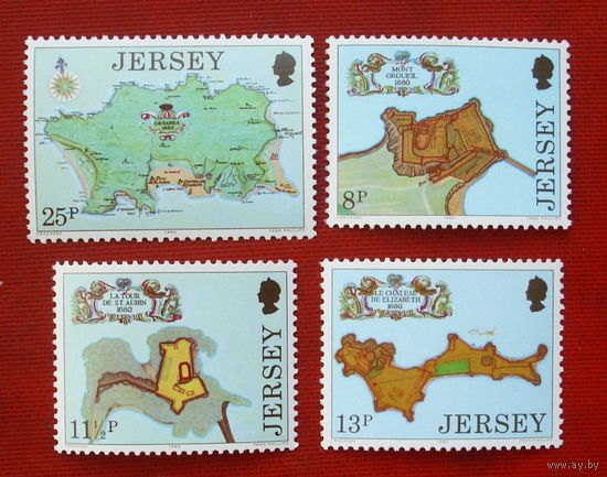 Джерси. Карта. ( 4 марки ) 1980 года. 2-12.