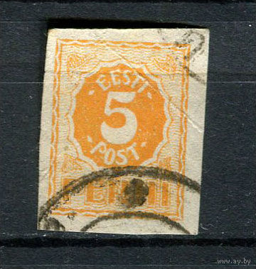 Эстония - 1919 - Цифры 5P - [Mi.6] - 1 марка. Гашеная.  (Лот 99BS)