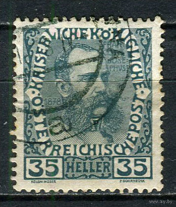 Австро-Венгрия - 1908 - Император Франц Иосиф I в 1878 году - 35H - [Mi.149v] - 1 марка. Гашеная.  (Лот 29EM)-T7P4