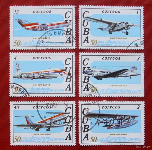Куба. Авиация. Самолёты. ( 6 марок ) 1979 года. 4-7.