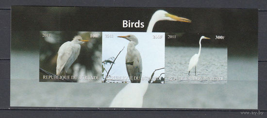 Птицы. Бурунди. 2010. Малый лист из 3-х марок