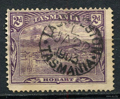 Австралийские штаты - Тасмания - 1902/1903 - Вид на г. Хобарт 2Р - [Mi.71A] - 1 марка. Гашеная.  (LOT Eu25)-T10P10