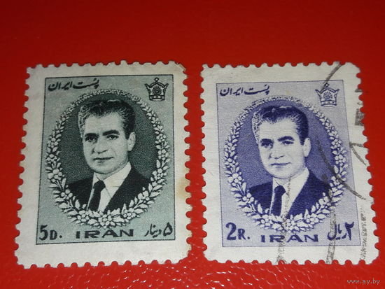 Иран 1966 Шах Мохаммед Реза Пехлеви. Две марки - чистая и гашеная одним лотом