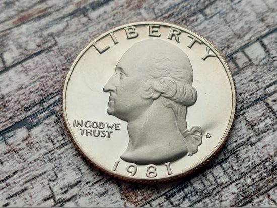 США. 25 центов (квотер, 1/4 доллара) 1981 S (Washington Quarter). (2).