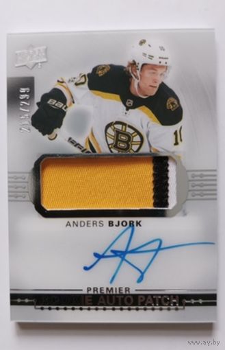 Хоккейная карточка НХЛ автограф+джерси Anders Bjork (Бостон)
