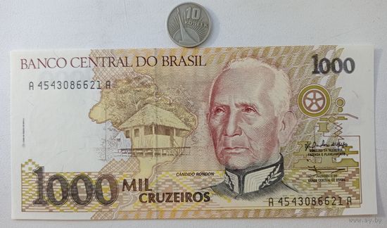 Werty71 Бразилия 1000 крузейро 1990 UNC банкнота