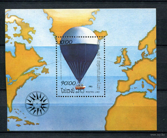 Лаос - 1983 - 200-летие авиации. Воздушный шар - [Mi. bl. 94] - 1 блок. MNH.  (LOT S42)