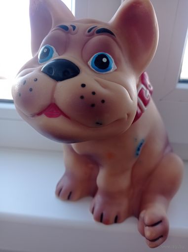 Резиновая игрушка СССР, собака Джеффи, бульдог