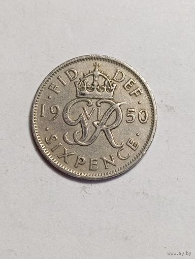 Великобритания 6 пенни 1950 года .