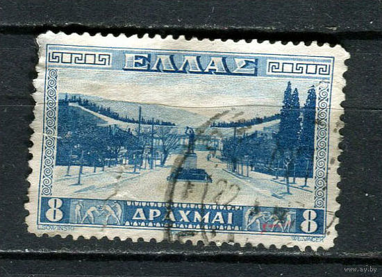 Греция - 1934 - Афинский стадион - (есть надрывы и тонкое место) - [Mi. 372] - полная серия - 1 марка. Гашеная.  (Лот 62Fe)-T25P13