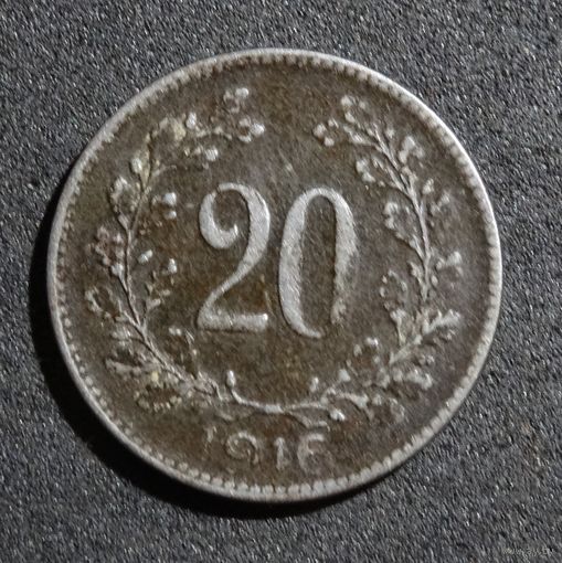 Австрия 20 геллеров, 1916