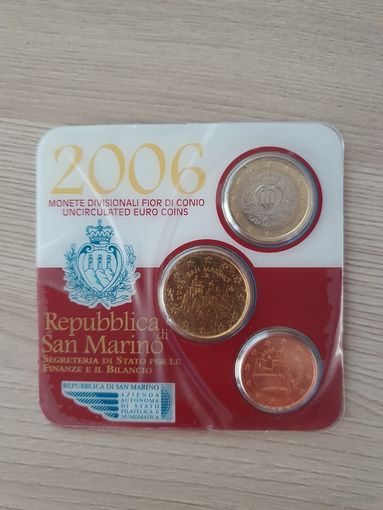 Сан Марино набор 1 евро, 50 центов, 5 центов 2006 года, Блистер!
