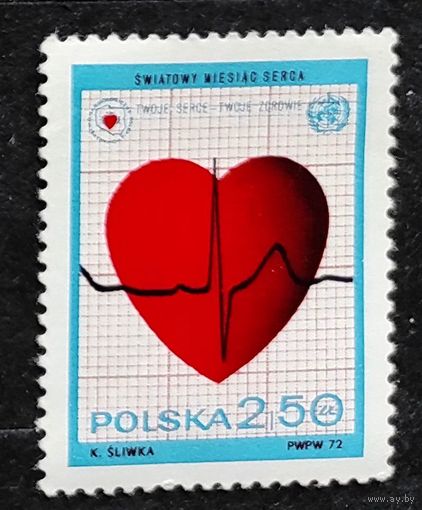 Польша: 1м/с международный месяц сердца, 1972