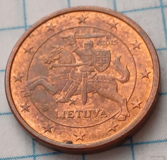 Литва 1 евроцент, 2015     ( 2-2-7 )