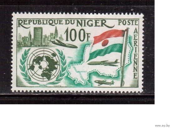 Нигер-1961,(Мих.19) **  , Флаг, ООН, Самолет