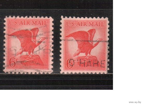 США-1963, (Мих.844 х+у) , гаш. , Стандарт, Орел (одиночка), разл. бумага(2)