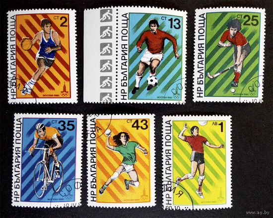 Болгария 1980 г. Олимпиада Москва 1980. Спорт, полная серия из 6 марок #0086-С1P13
