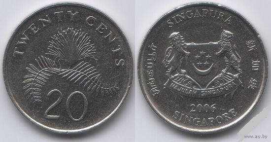 СИНГАПУР 20 центов 2006г. Флора.