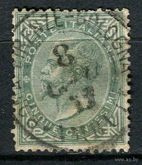Королевство Италия - 1863 - Виктор Эммануил II 5С - [Mi.16] - 1 марка. Гашеная.  (Лот 60AD)