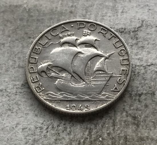 Португалия 2,5 эскудо 1943 Кораблик - серебро (перевыставлена из-за невыкупа)
