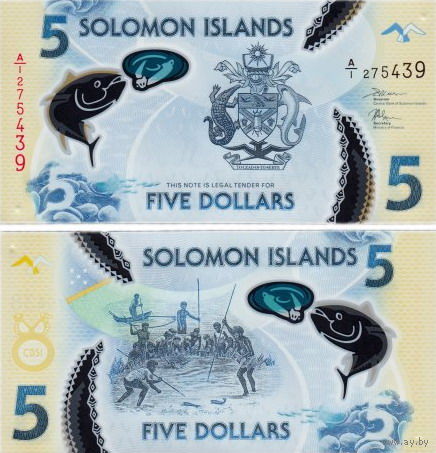 Соломоновы острова  5 долларов  2019  год  UNC  (полимер)