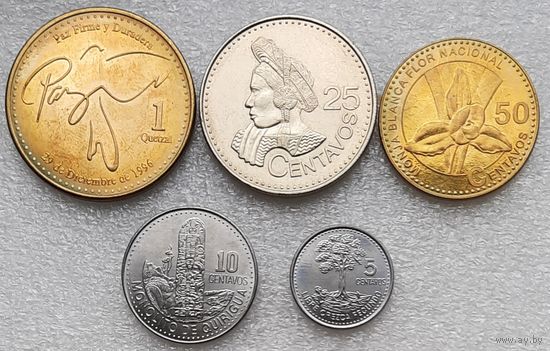 Гватемала 5, 10, 25, 50 сентаво, 1 кетцаль 2009-2013 г.